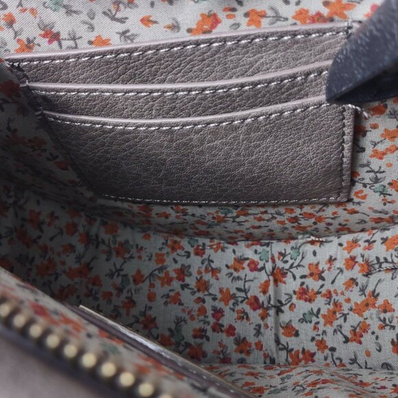 Antik Kraft Round Crossbody Bag Gray Brown Faux Leather Braided Handle - Picture 10 of 14